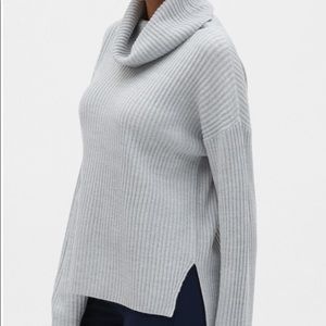 Ribbed cowl neck sweater